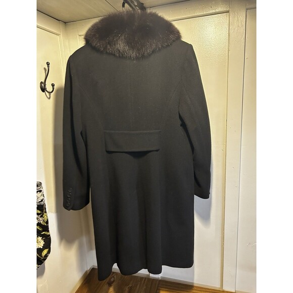 ALBERT NIPON Wool Long Overcoat With Collar Of Dyed Fox Fur From Finland Sz 12 - Picture 4 of 8